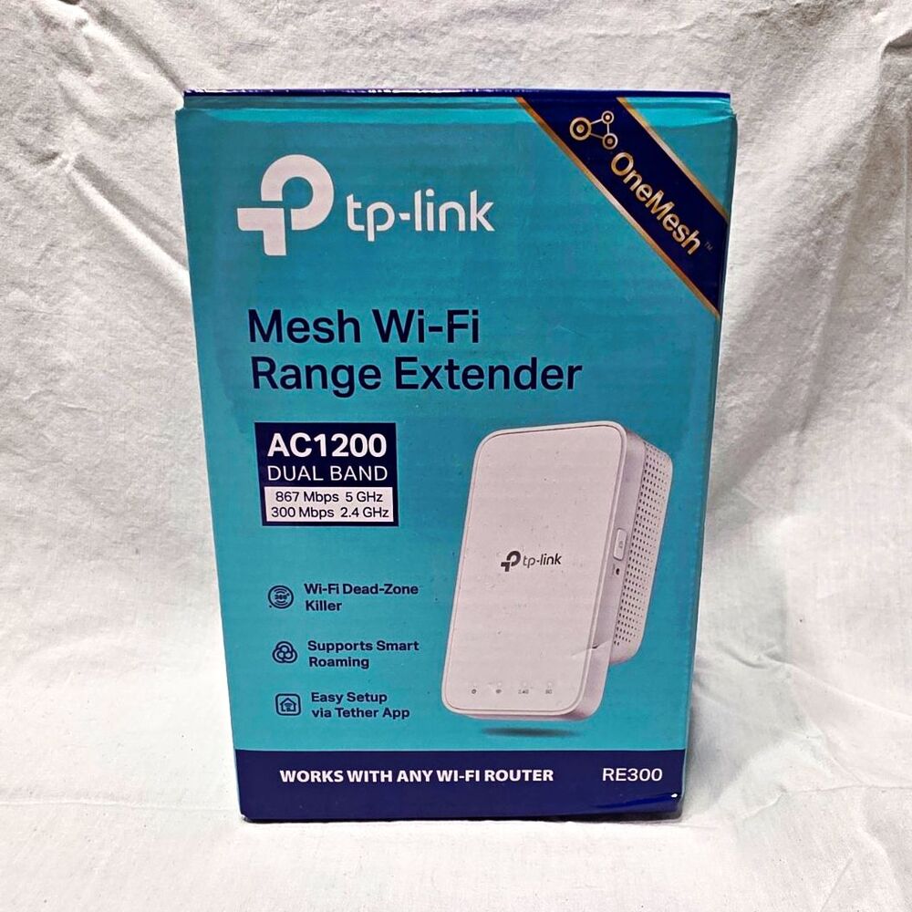 TP-LINK OneMesh AC1200 Dual-Band Wi-Fi Range Extender RE300 White